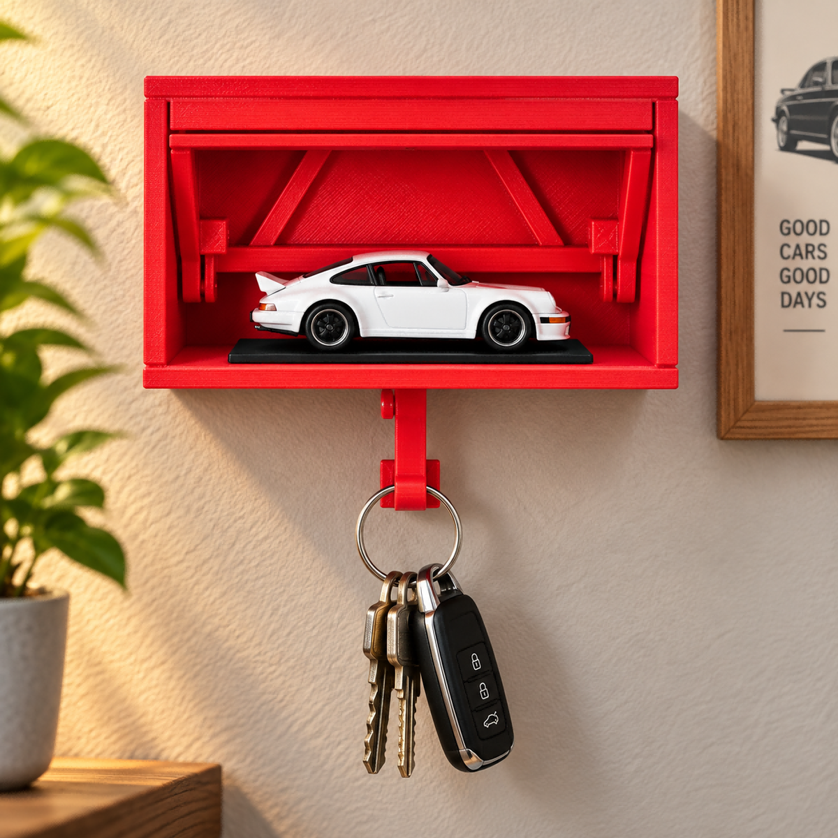 Mini Garage Wall Key Holder – Car Display Shelf & Key Hook