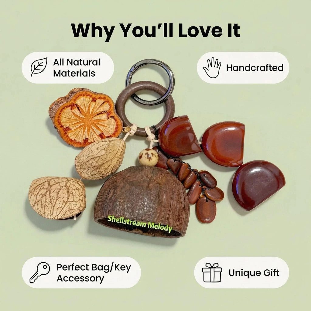 Natural Wood Bag Charm, Handmade DIY Fruit Wood Pendant Accessory