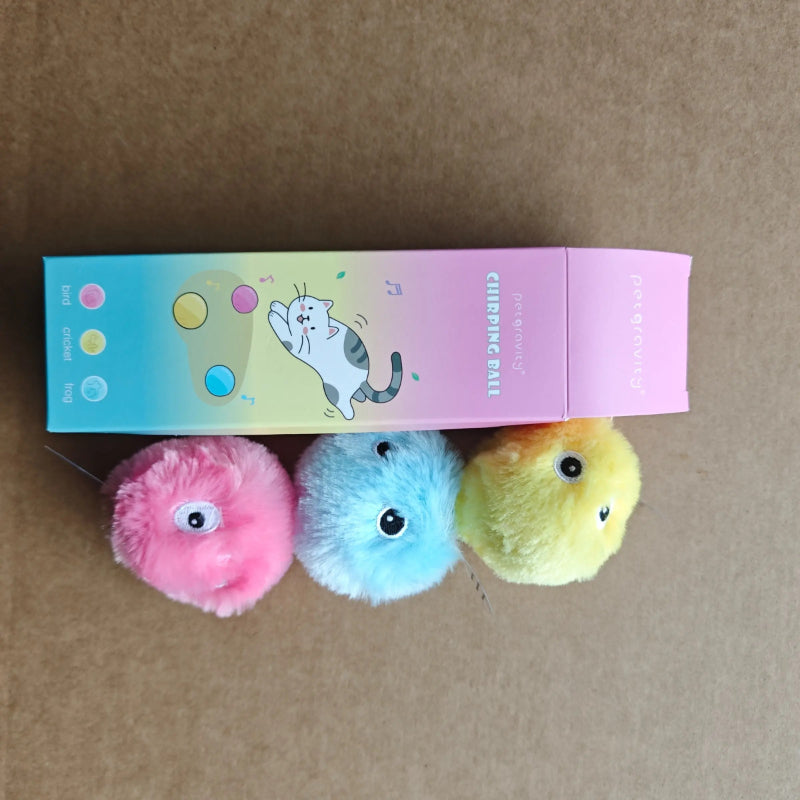 Plush Chirping Ball Interactive Cat Toy – Lifelike Animal Sound