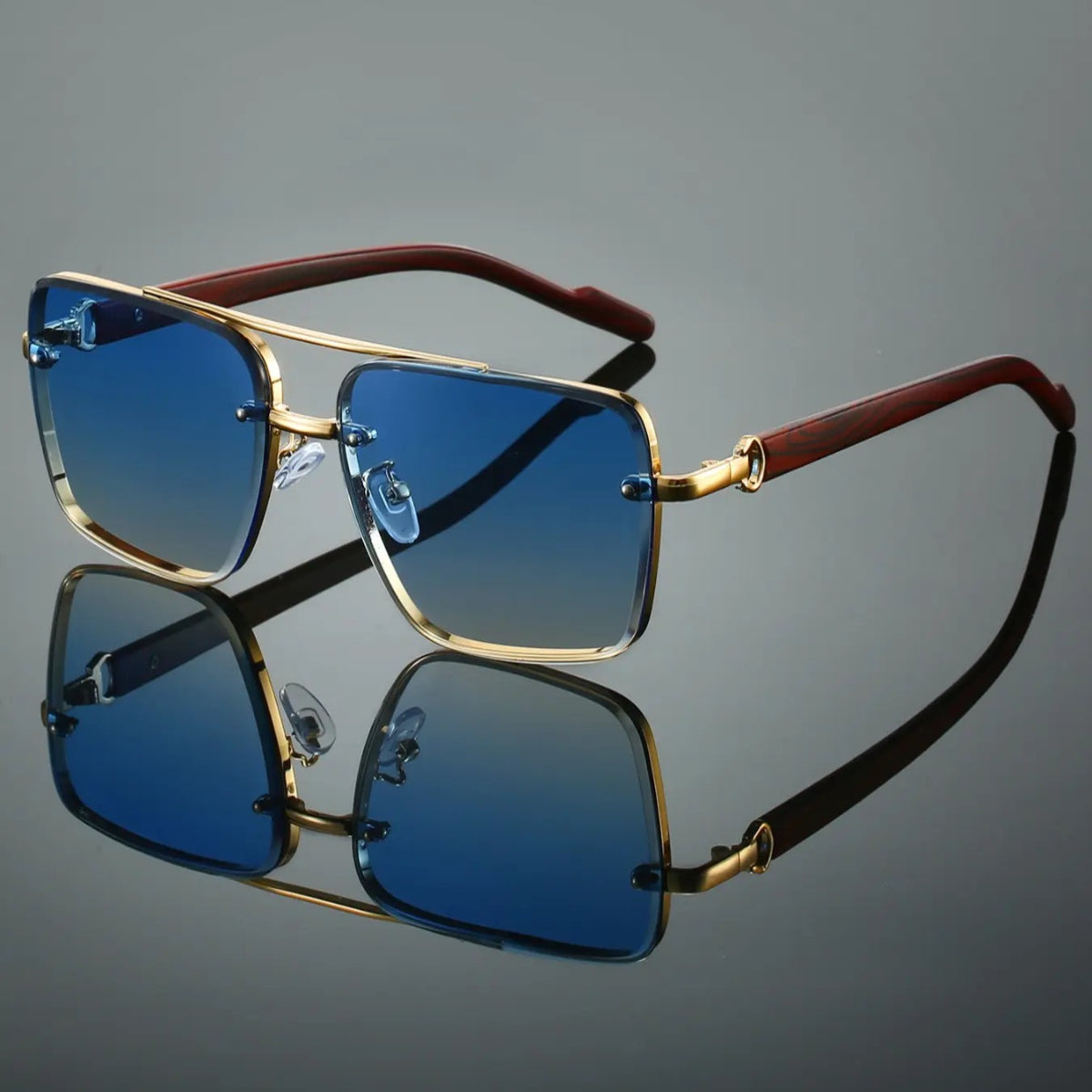 Men's Retro Square Double Bridge Sunglasses