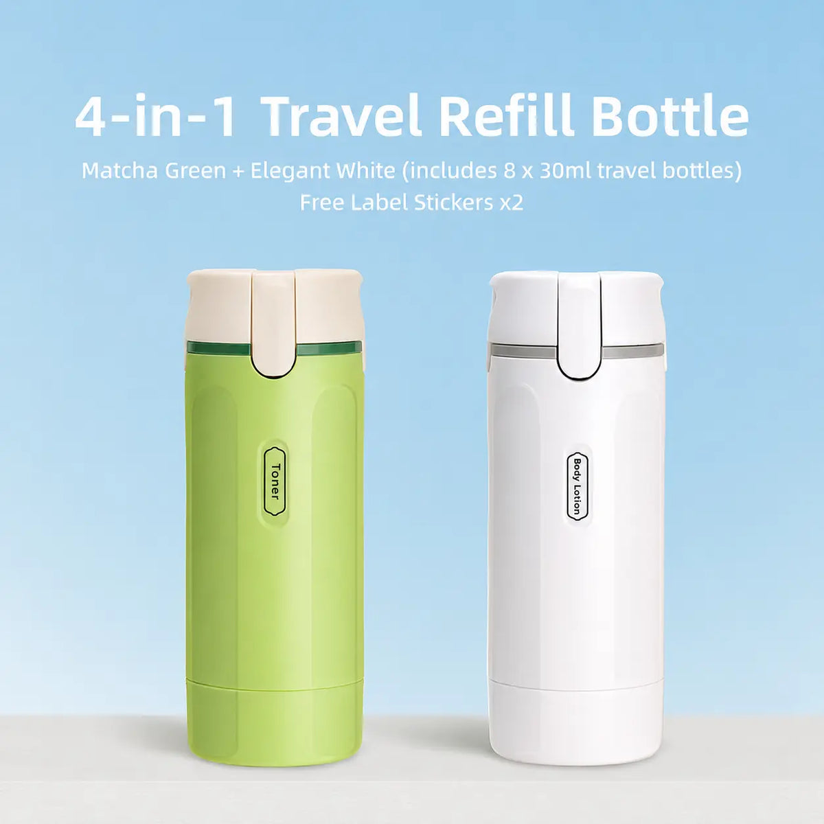 4-in-1 Travel Toiletry Dispenser Bottle – Leakproof Refillable Travel Container