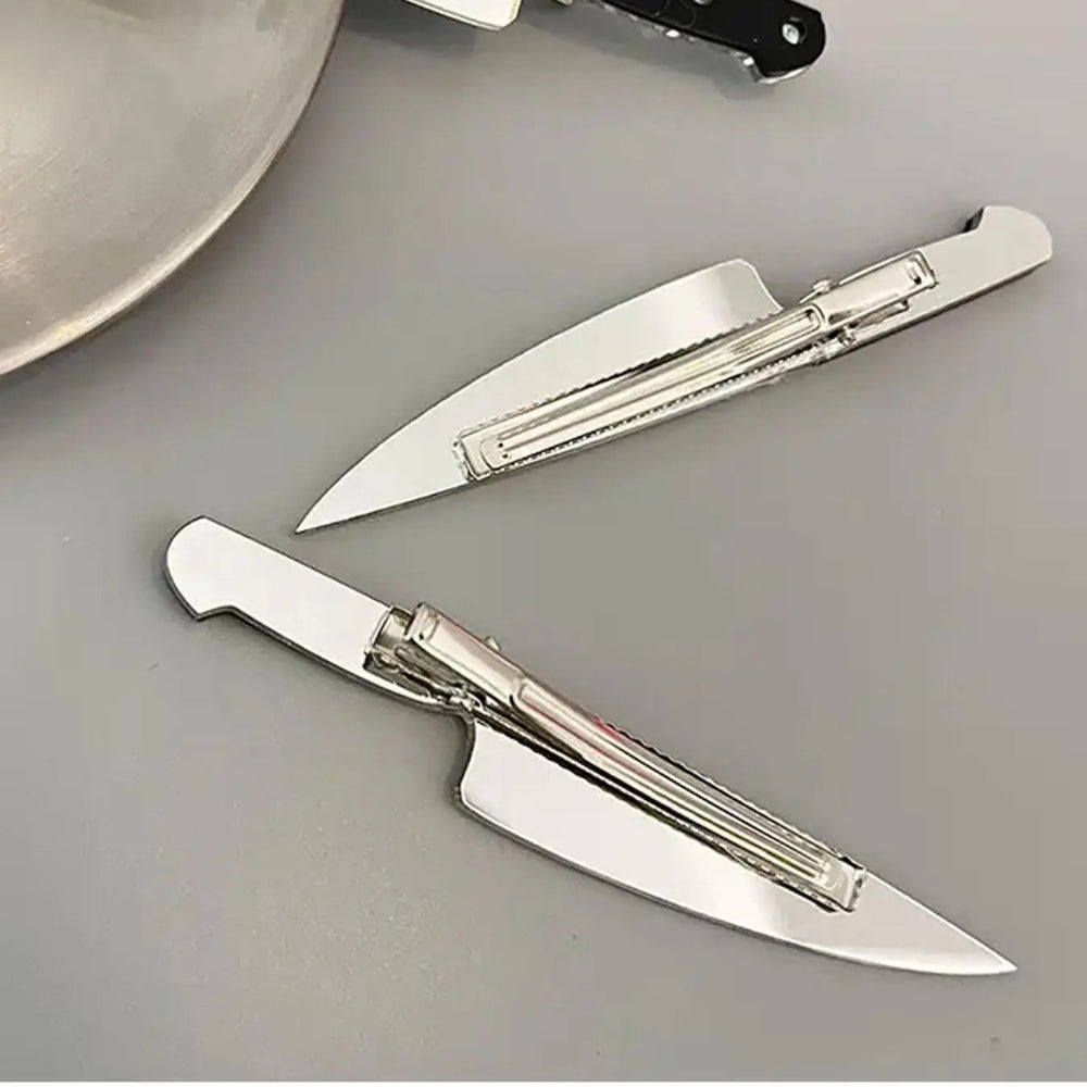 Mini Knife Shaped Hair Clips – Novelty Metal Hair Accessories
