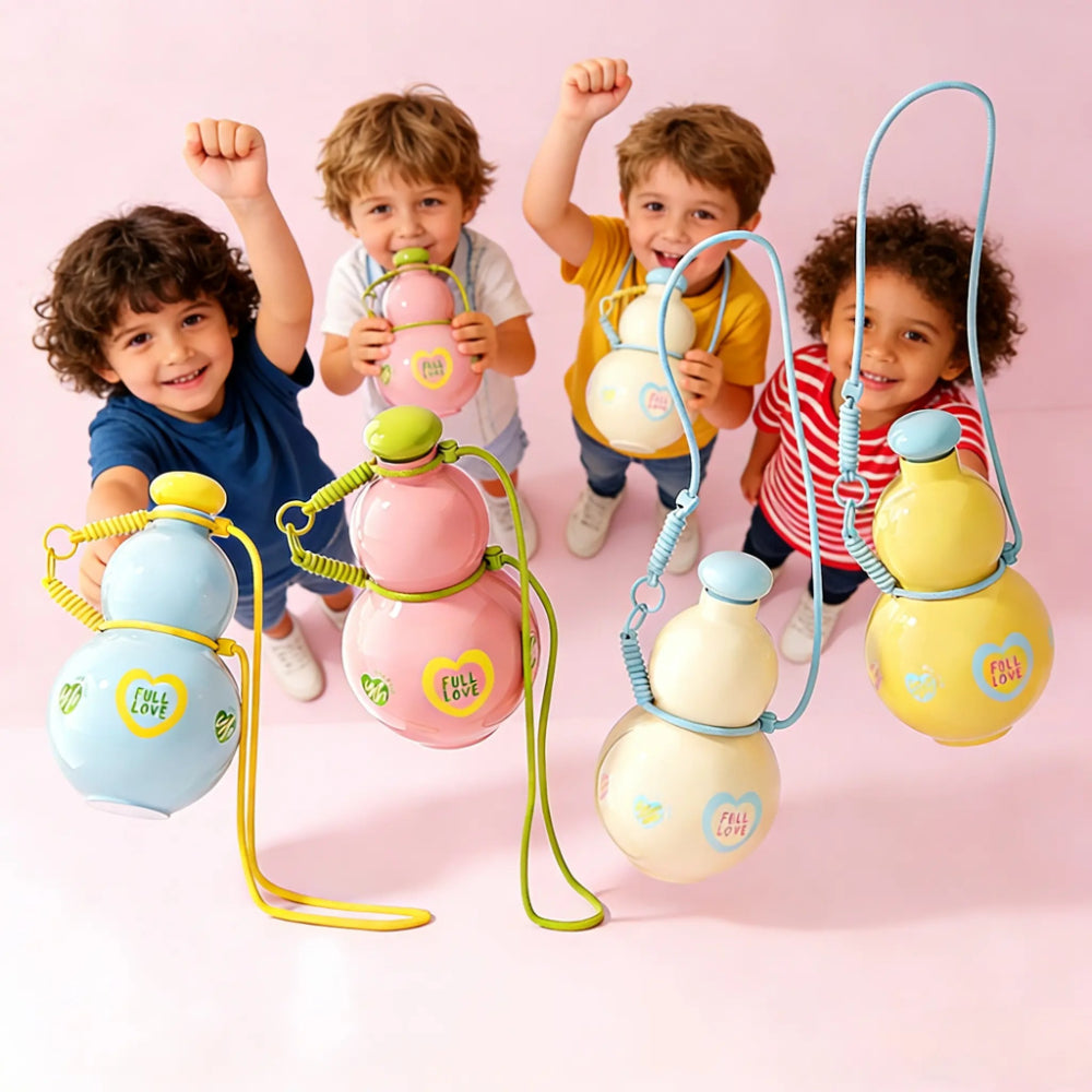 Cute Gourd Water Bottle with Adjustable Strap – Large Capacity