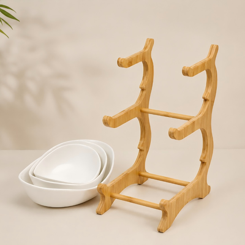 2/3-Tier Bamboo Fruit & Snack Stand with PP Trays