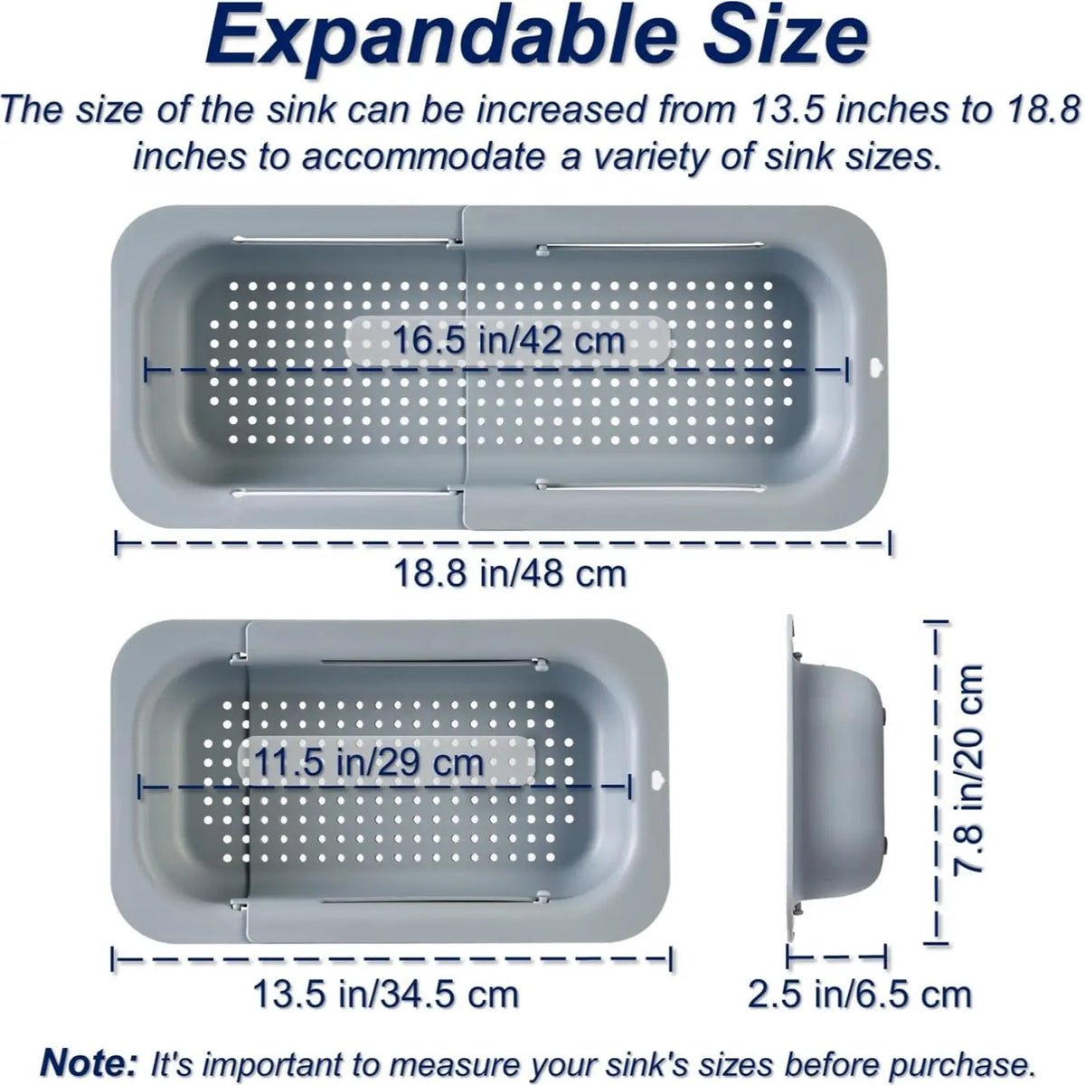 Collapsible Sink Colander Basket – Expandable Fruit & Vegetable Washing Strainer