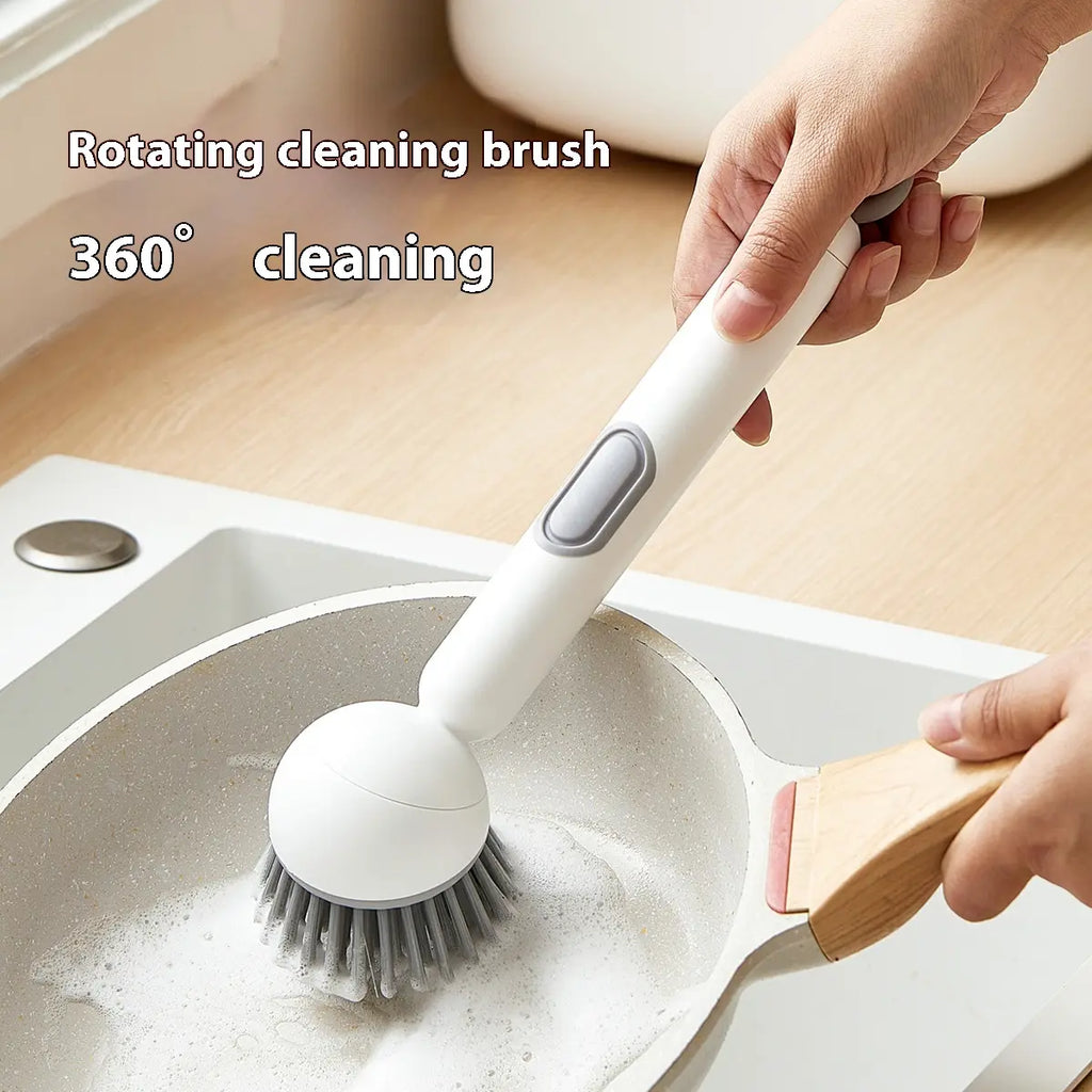 6-in-1 Soap Dispensing Dish Brush – Rotating Kitchen Scrub Brush