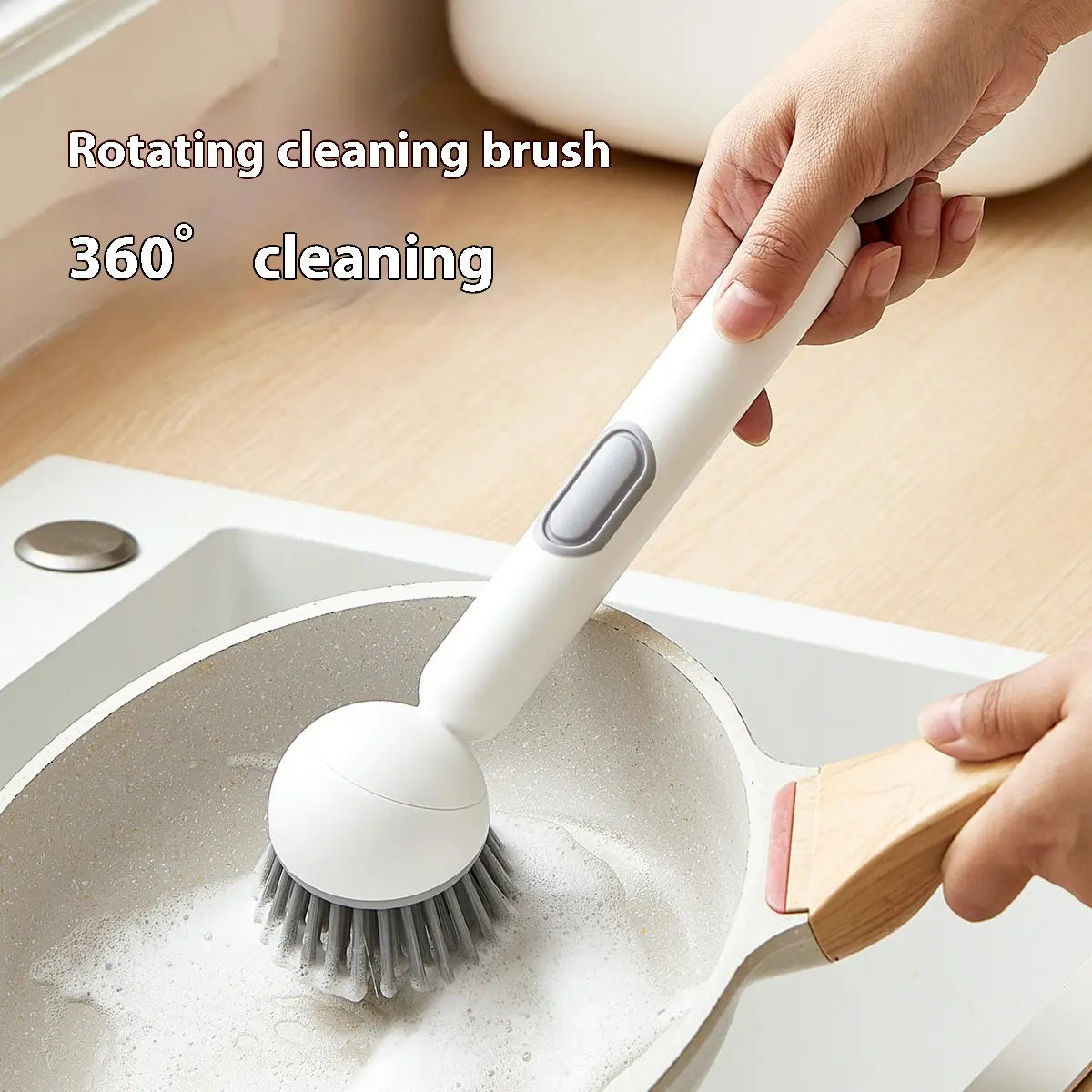 6-in-1 Soap Dispensing Dish Brush – Rotating Kitchen Scrub Brush