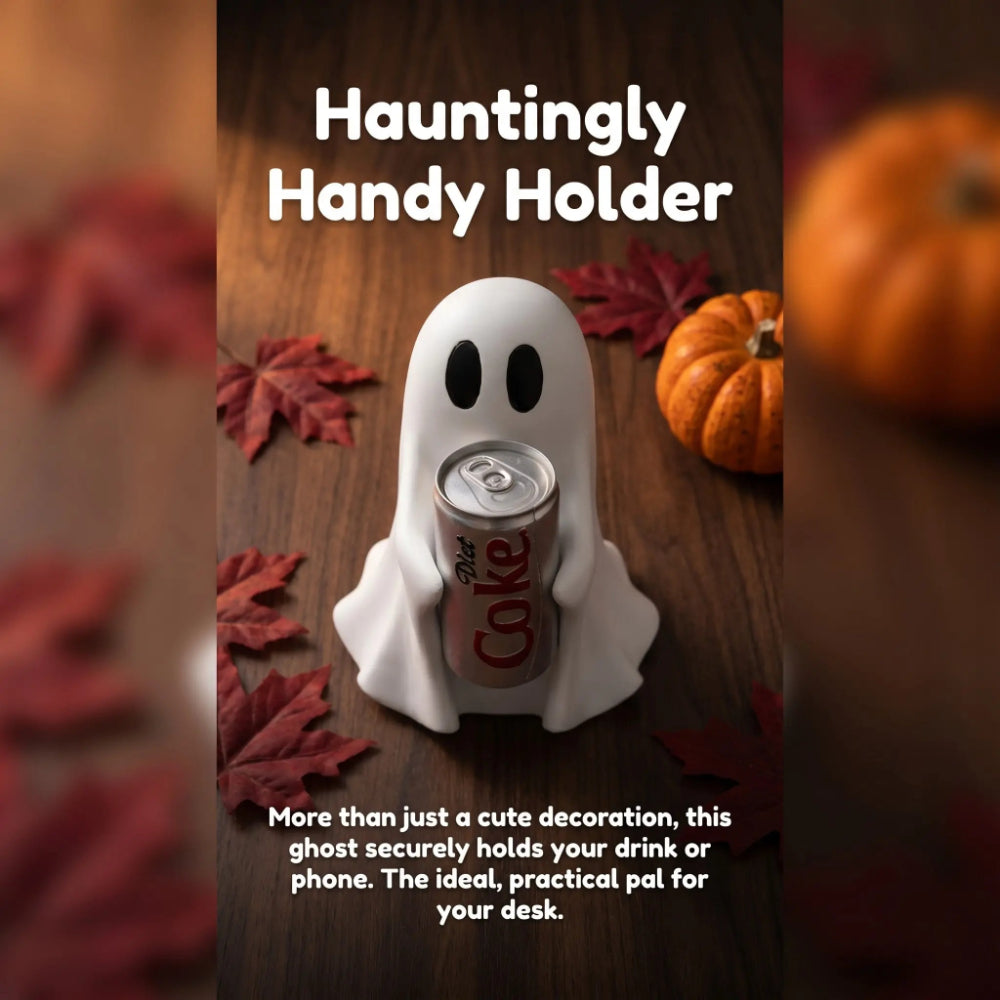 Cute Ghost Drink Holder Figurine – Funny Halloween Desktop Decor