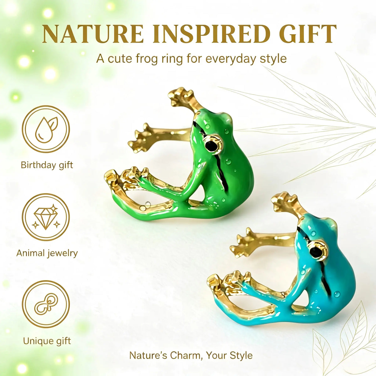 Cute Frog Adjustable Ring – Enamel Animal Jewelry Gift