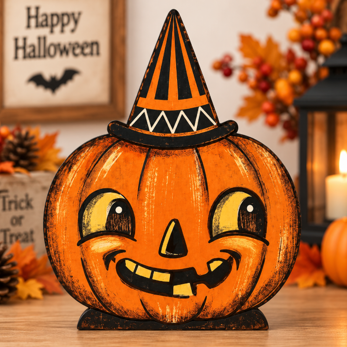 Vintage Halloween Wooden Shelf Sitters – Cute Tabletop Decor