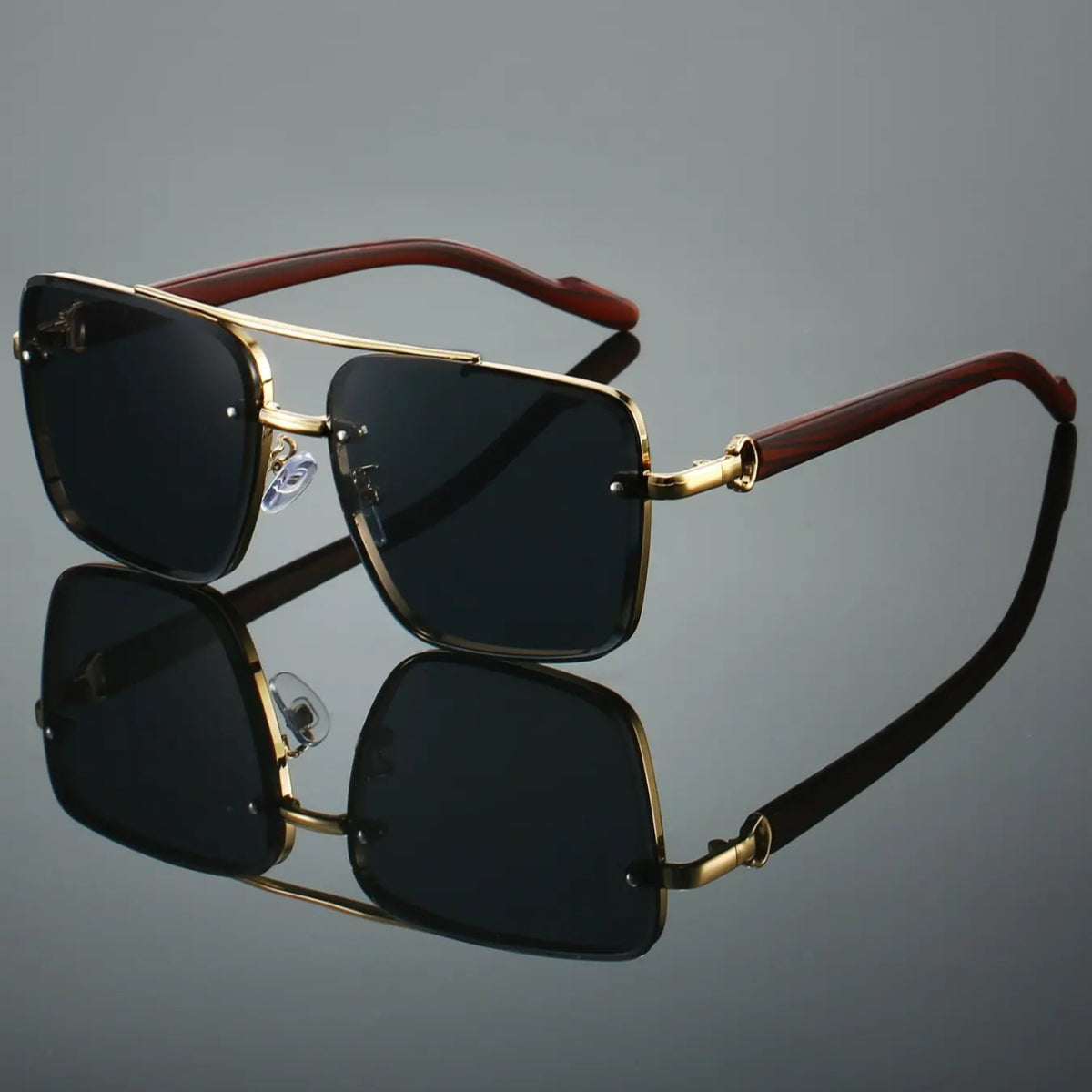 Men's Retro Square Double Bridge Sunglasses