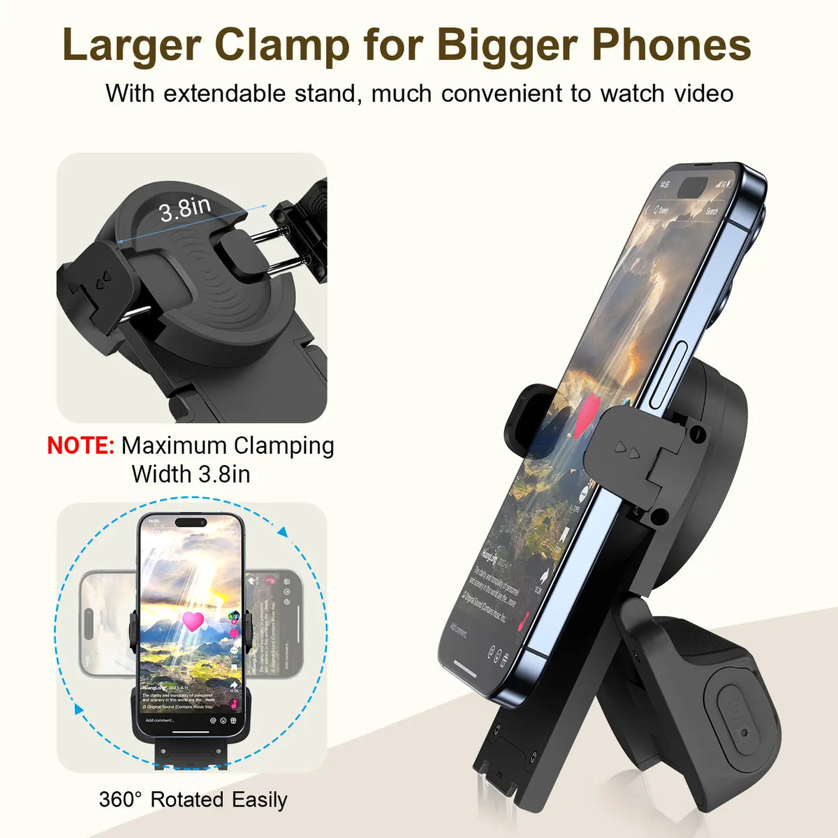 Wireless Phone Scroller Stand – Remote Page Turner & Camera Shutter