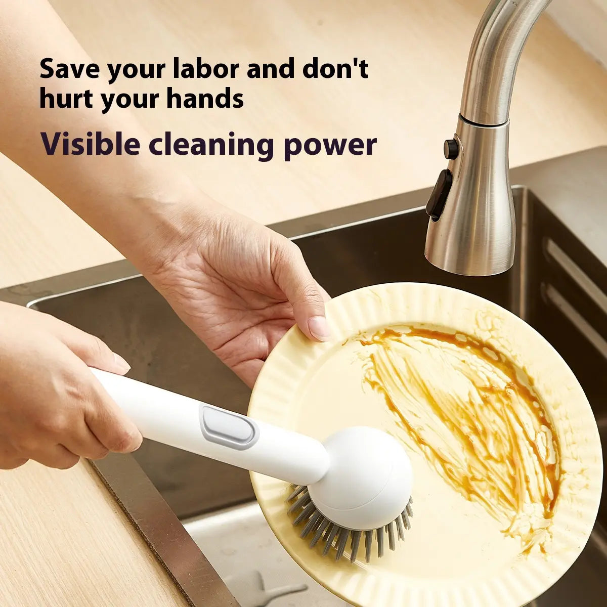 6-in-1 Soap Dispensing Dish Brush – Rotating Kitchen Scrub Brush