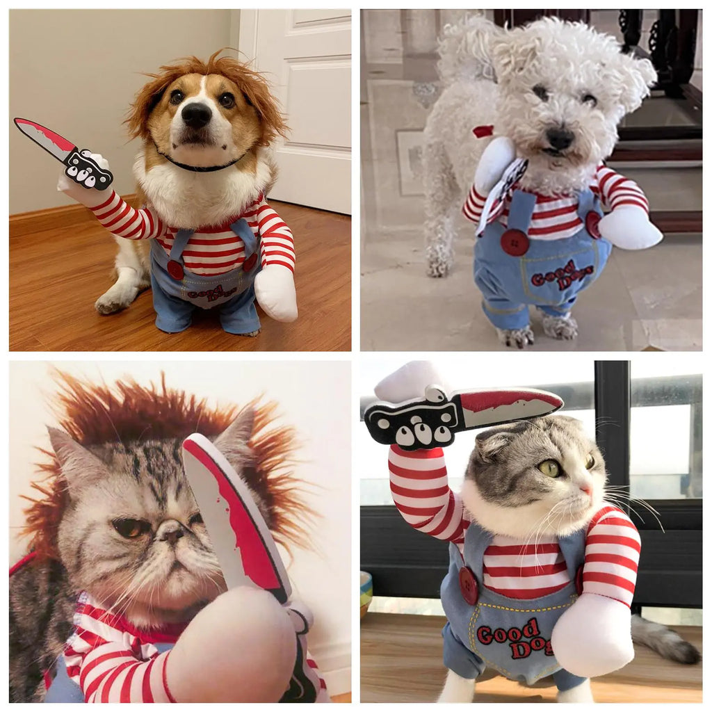 Funny Killer Doll Pet Costume with Wig