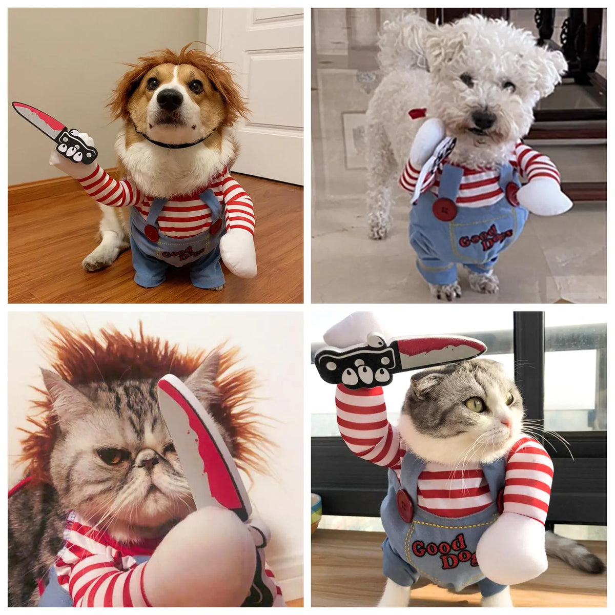 Funny Killer Doll Pet Costume with Wig