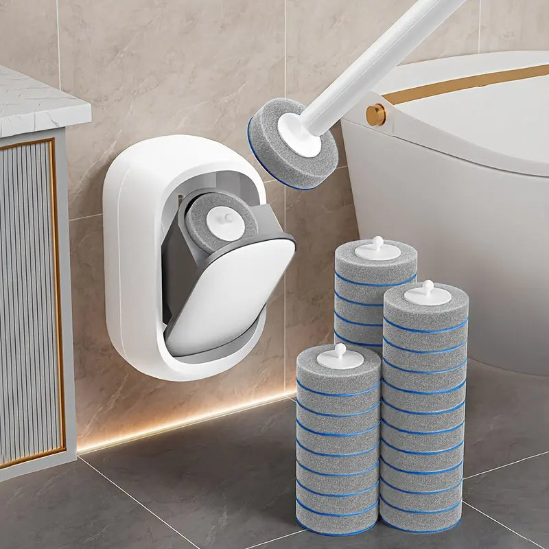 Wall-Mounted Toilet Brush Set with Disposable Refill Heads