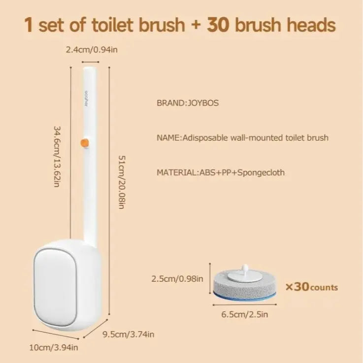 Wall-Mounted Toilet Brush Set with Disposable Refill Heads