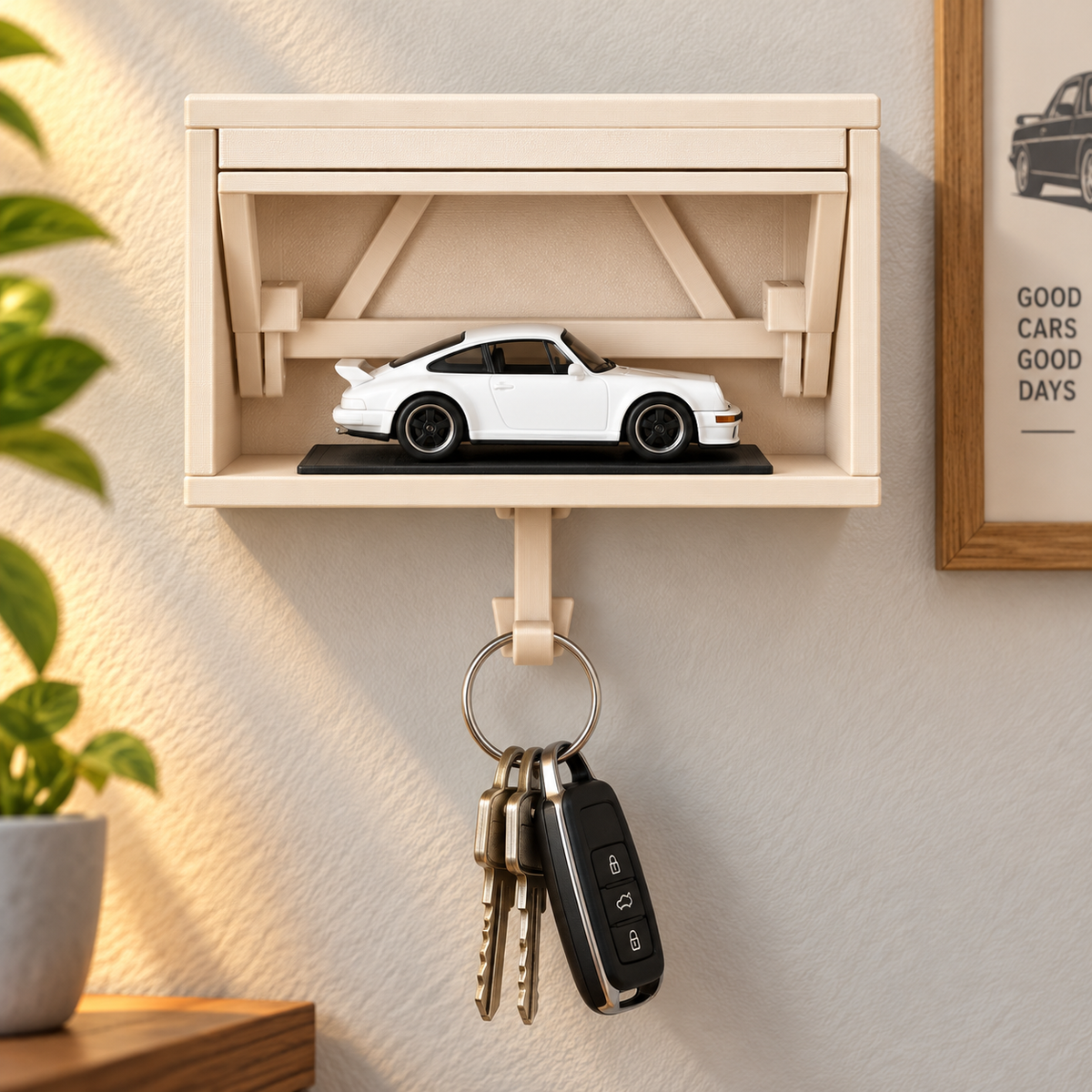 Mini Garage Wall Key Holder – Car Display Shelf & Key Hook
