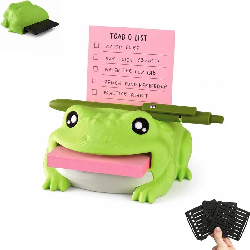 Cute Frog Sticky Note Holder with Pen Rest
