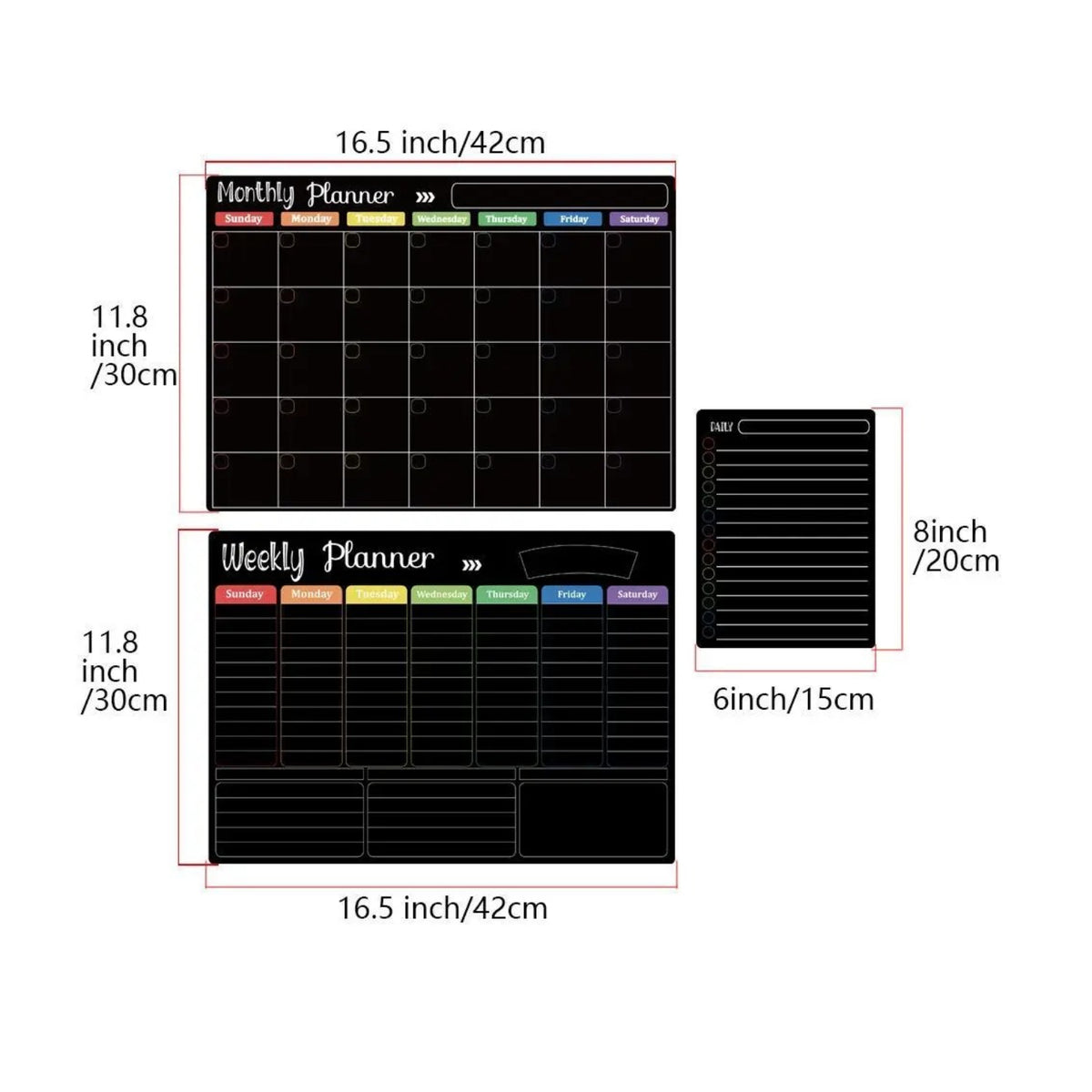 3-Piece Magnetic Dry Erase Planner Set – Monthly, Weekly & Daily Fridge Boards
