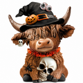 Halloween Highland Cow Figurine – Cute Spooky Fall Decor