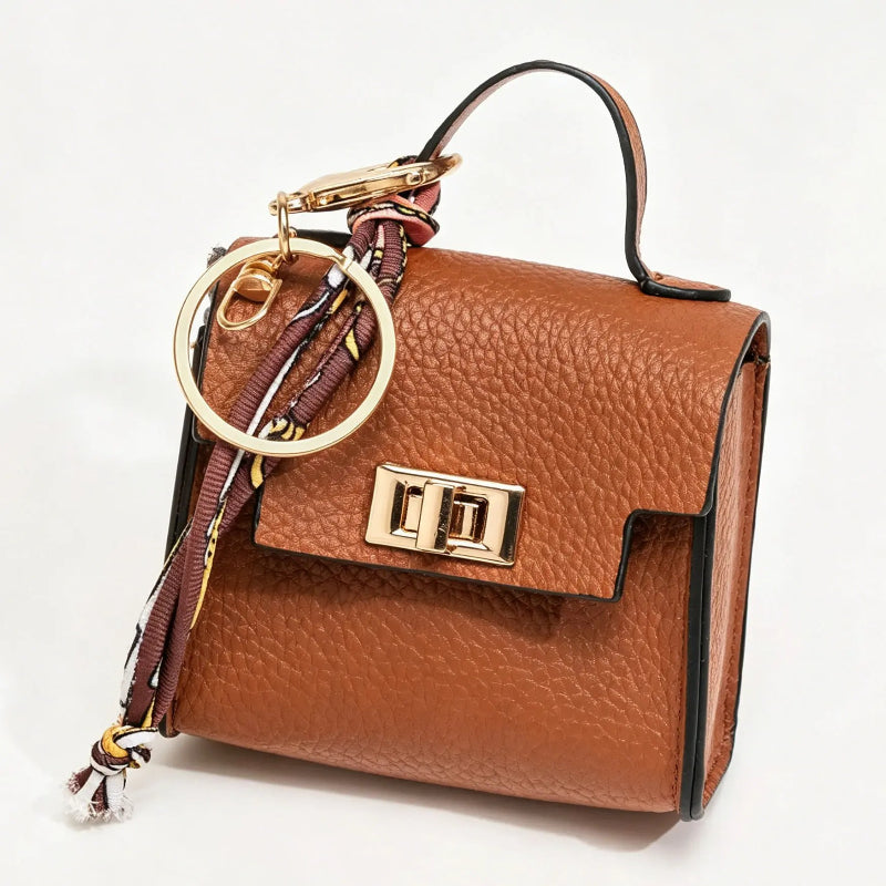 Mini Handbag Charm Keychain with Scarf