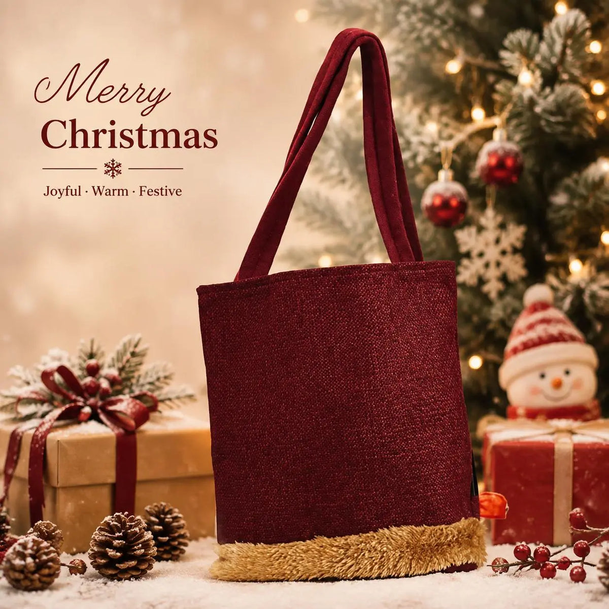 3D Santa Christmas Gift Bag – Reusable Holiday Treat Tote