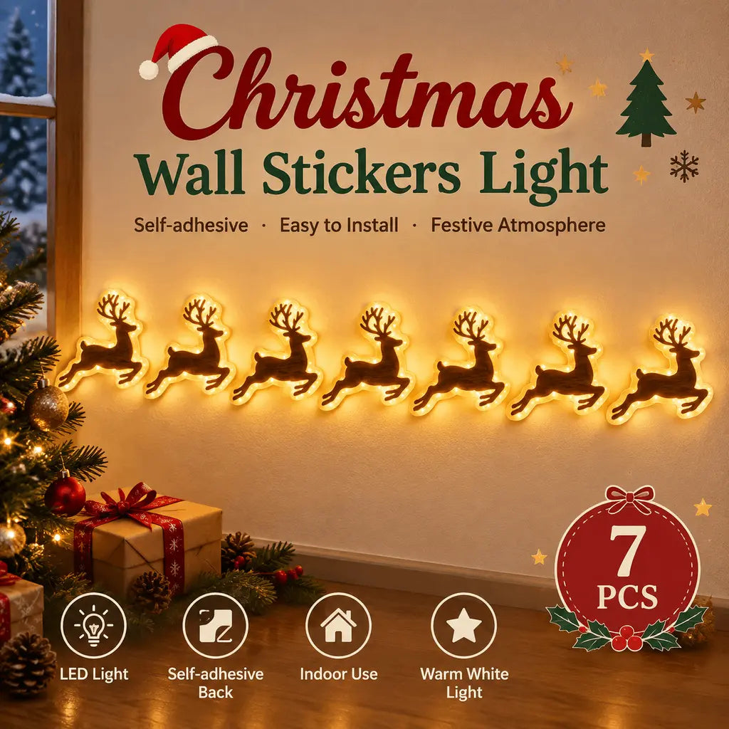 Lighted Santa & Reindeer Christmas Wall Decor