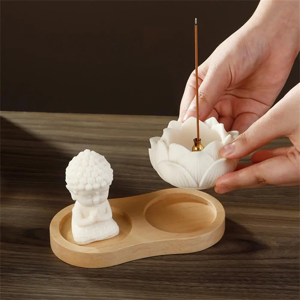 Buddha & Lotus Incense Holder Set