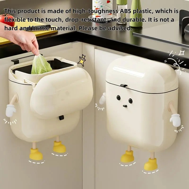 12L Wall Mounted Trash Can with Lid, Hanging Leakproof Waste Bin
