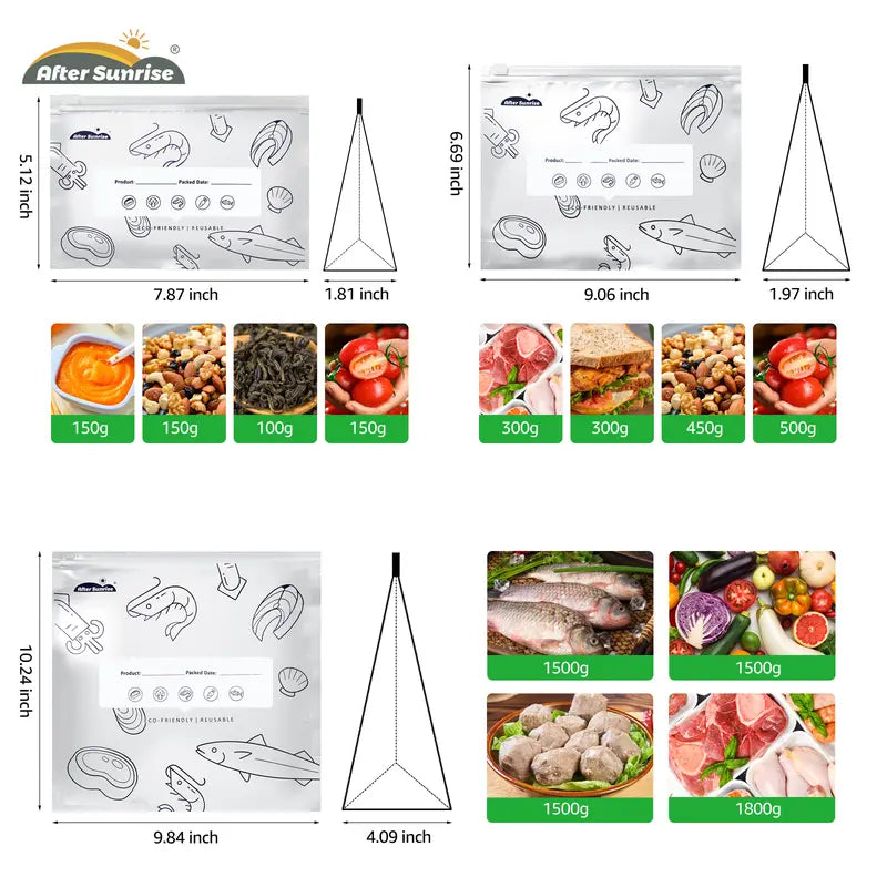 Reusable Freezer Storage Bags – Resealable Food Pouches