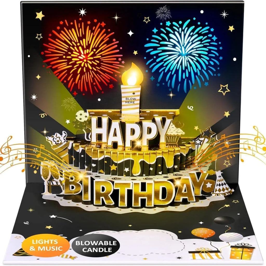 3D Pop Up Birthday Card with Music & LED Lights – DIY Age Cake Card