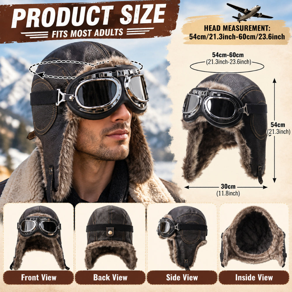 Vintage Aviator Hat with Goggles