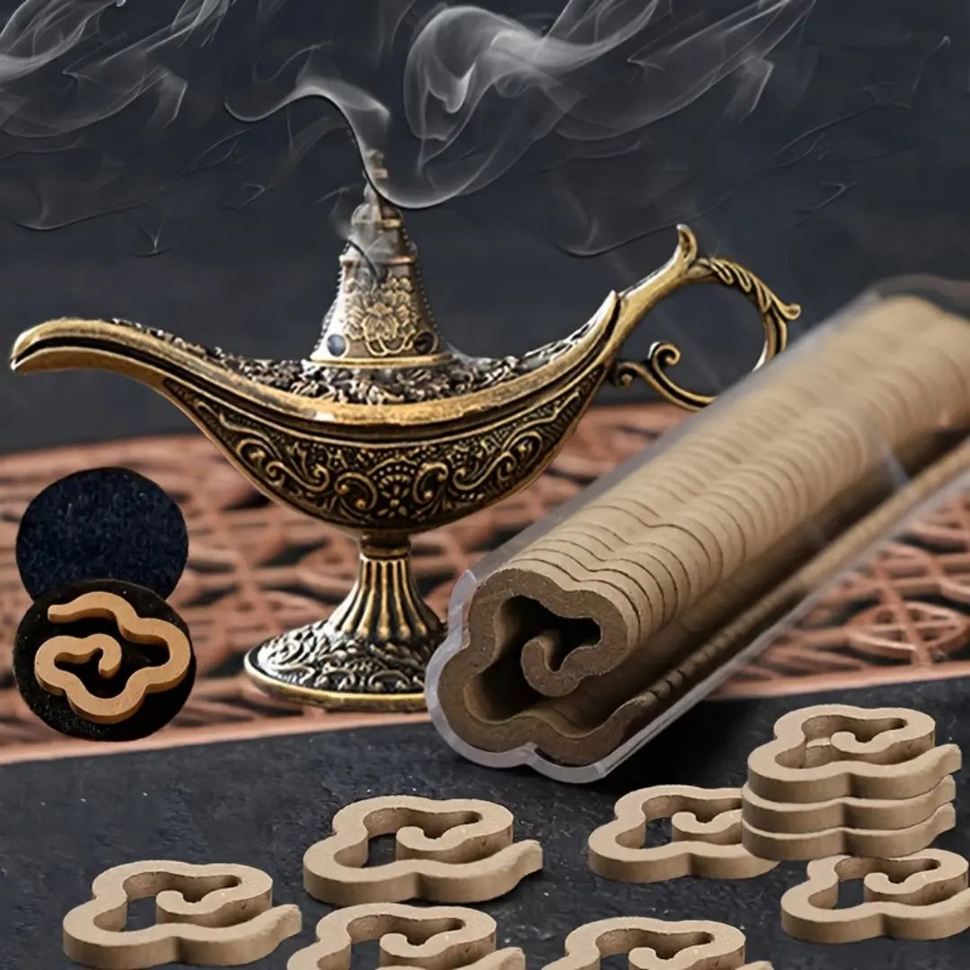 Vintage Genie Lamp Incense Burner with 42 Sandalwood Chips