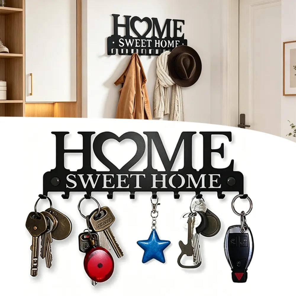Home Sweet Home Wall-Mounted Key Holder & Entryway Organizer