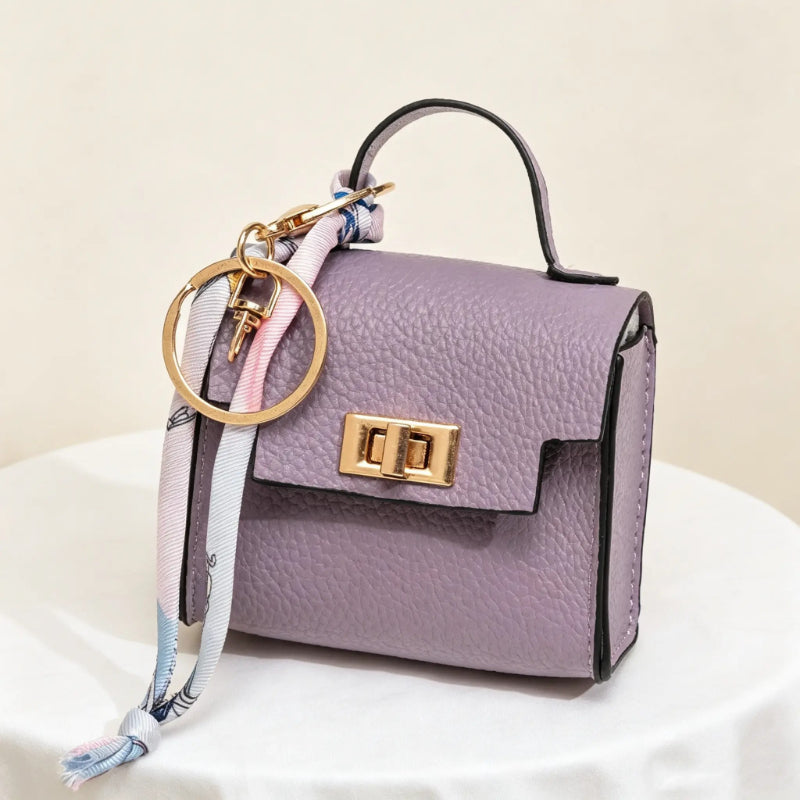 Mini Handbag Charm Keychain with Scarf