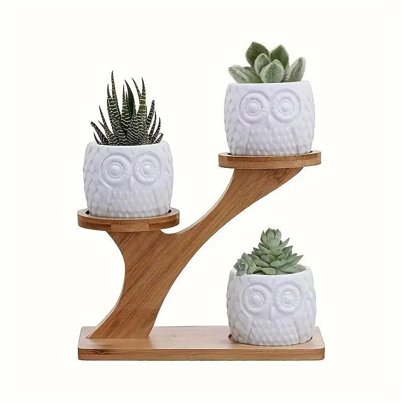 Bamboo Multi-Tier Plant Stand – Desktop Succulent Pot Holder