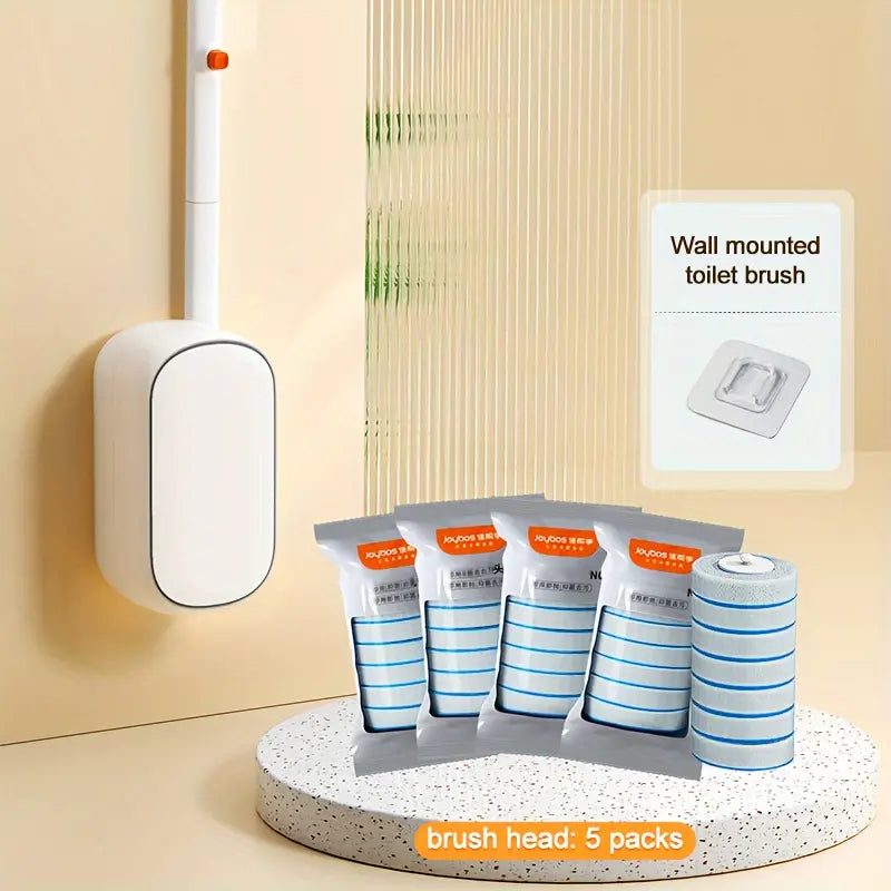 Wall-Mounted Toilet Brush Set with Disposable Refill Heads