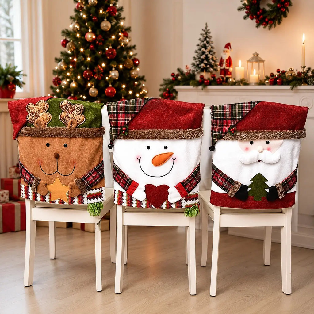 Christmas Character Chair Back Cover – Santa, Snowman & Reindeer