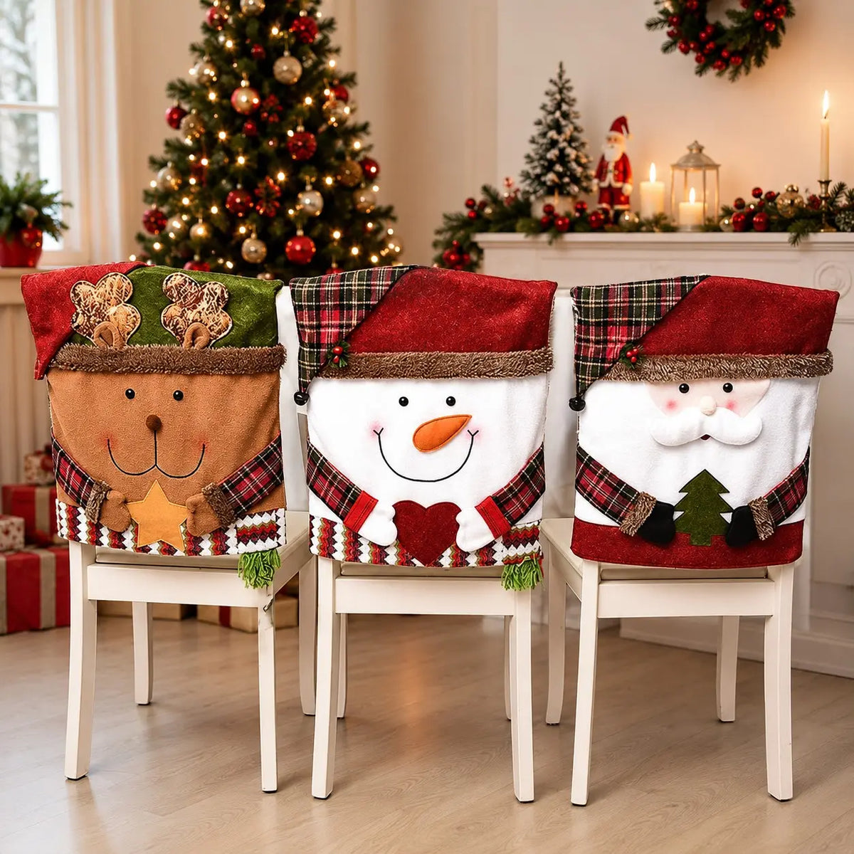Christmas Character Chair Back Cover – Santa, Snowman & Reindeer