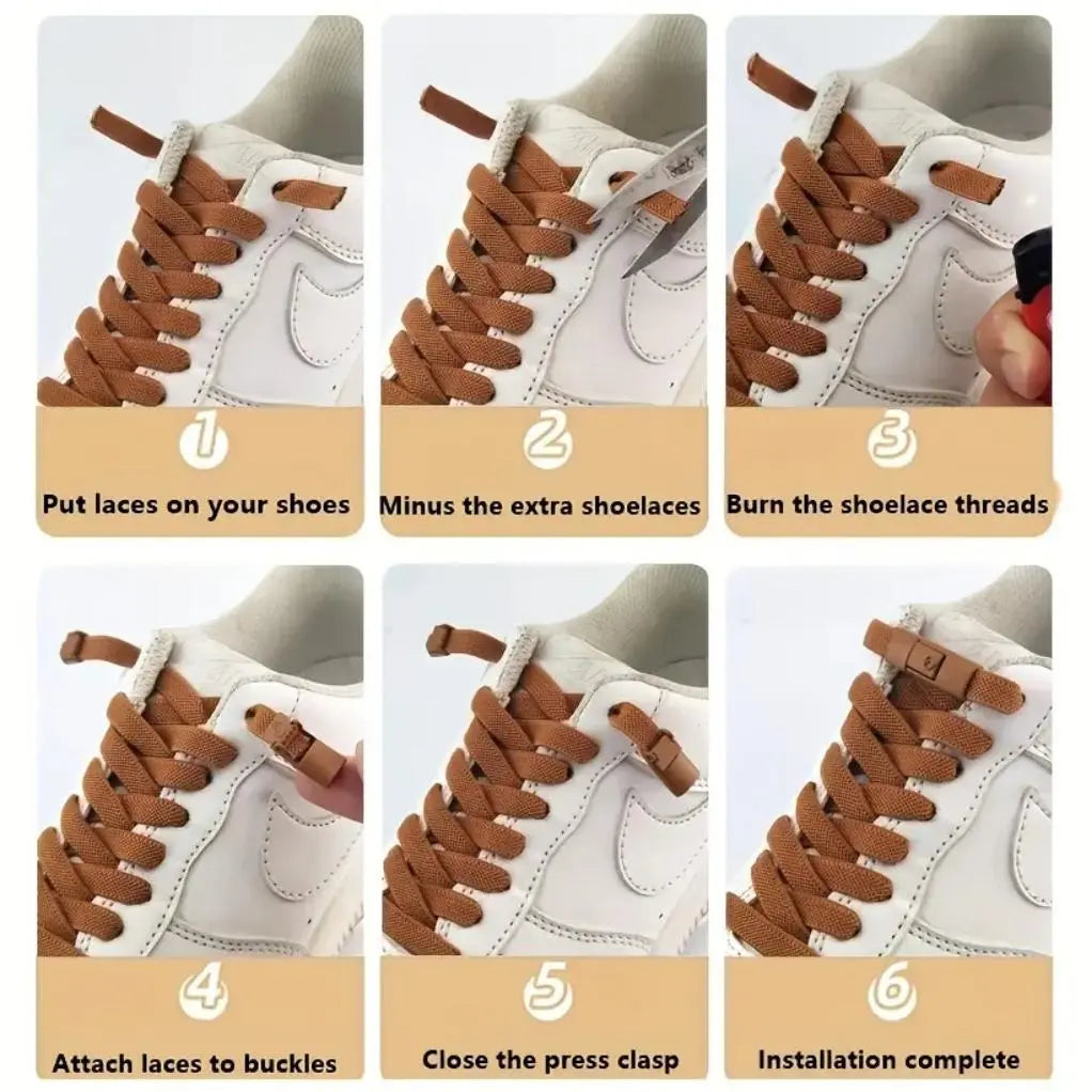 Adjustable No-Tie Elastic Shoelaces with Locking Buckle