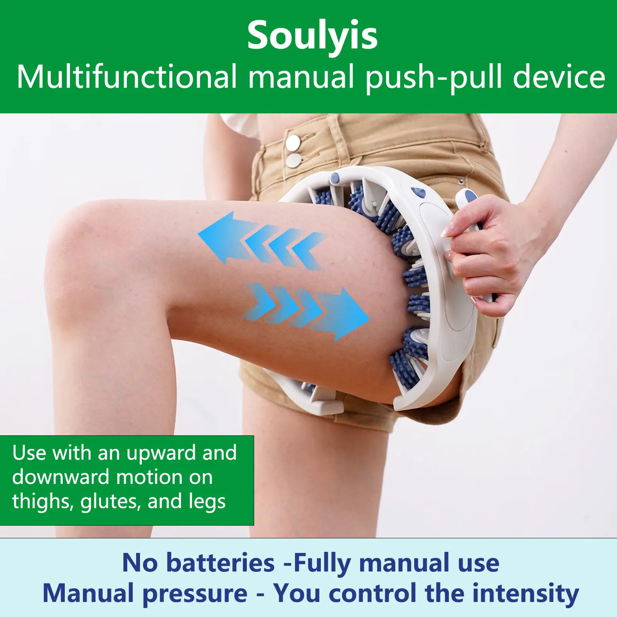 Manual Body Massage Roller – Deep Tissue Roller for Thighs, Calves & Waist