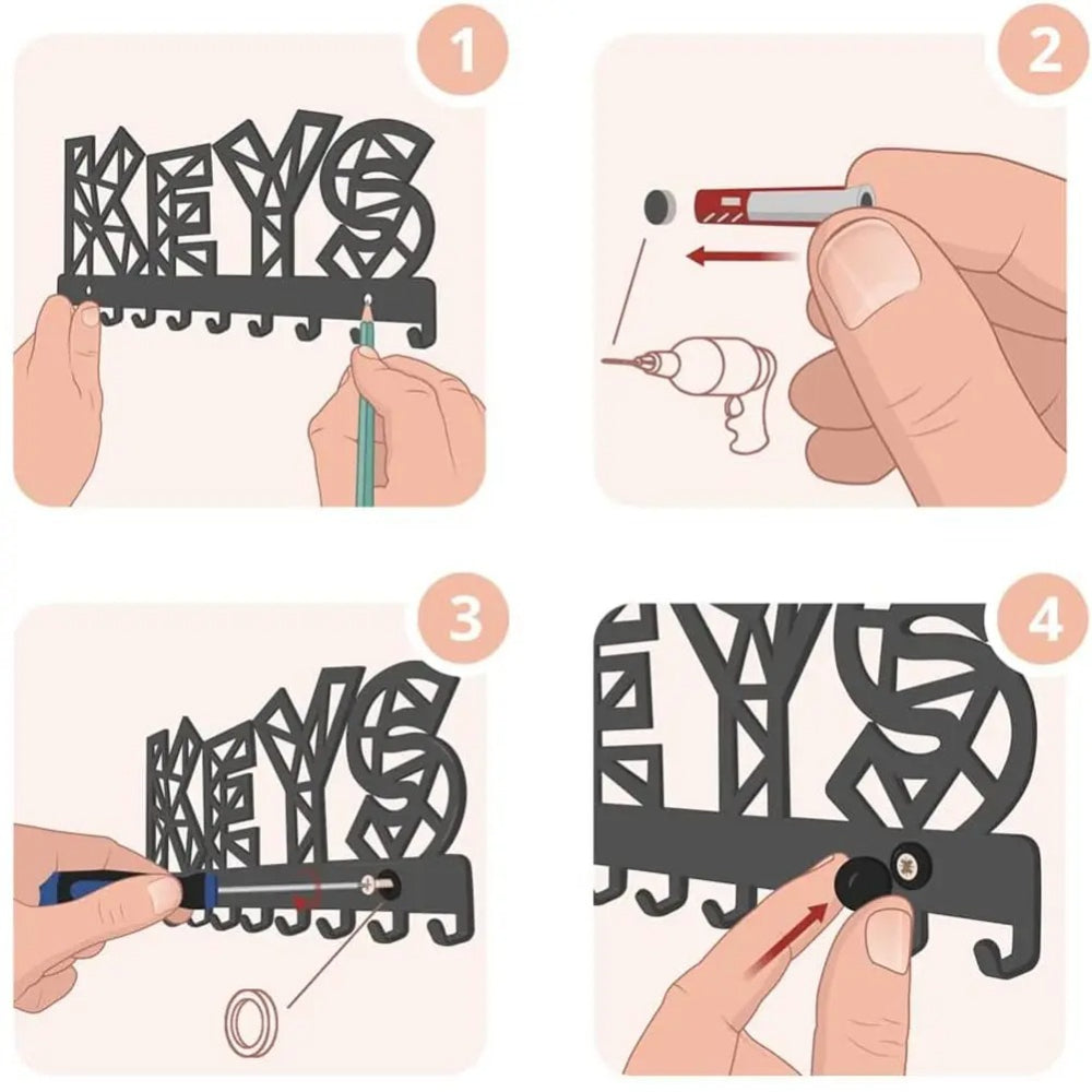 Home Sweet Home Wall-Mounted Key Holder & Entryway Organizer