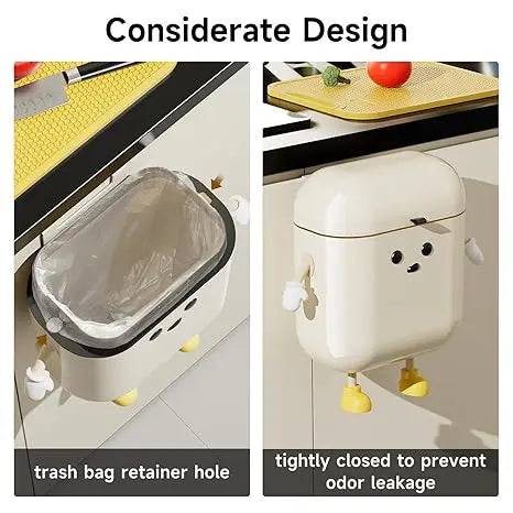 12L Wall Mounted Trash Can with Lid, Hanging Leakproof Waste Bin