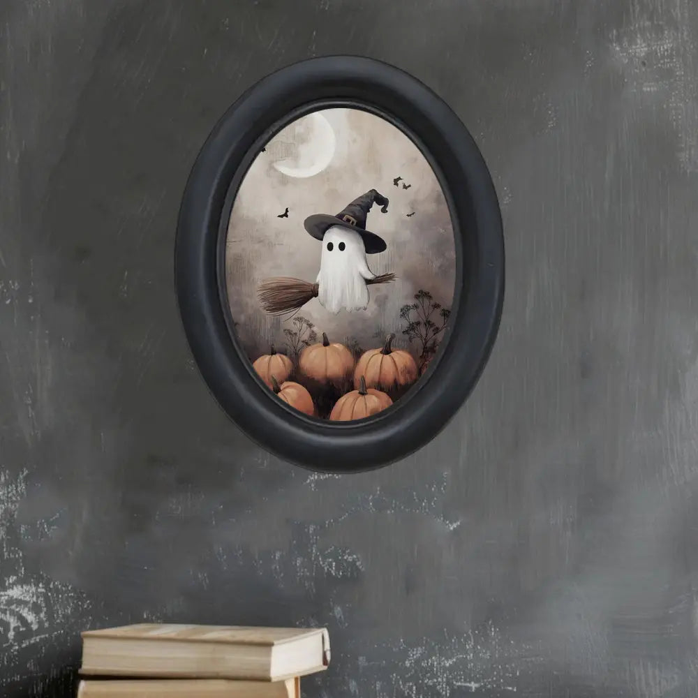 Halloween Ghost Oval Wall Art