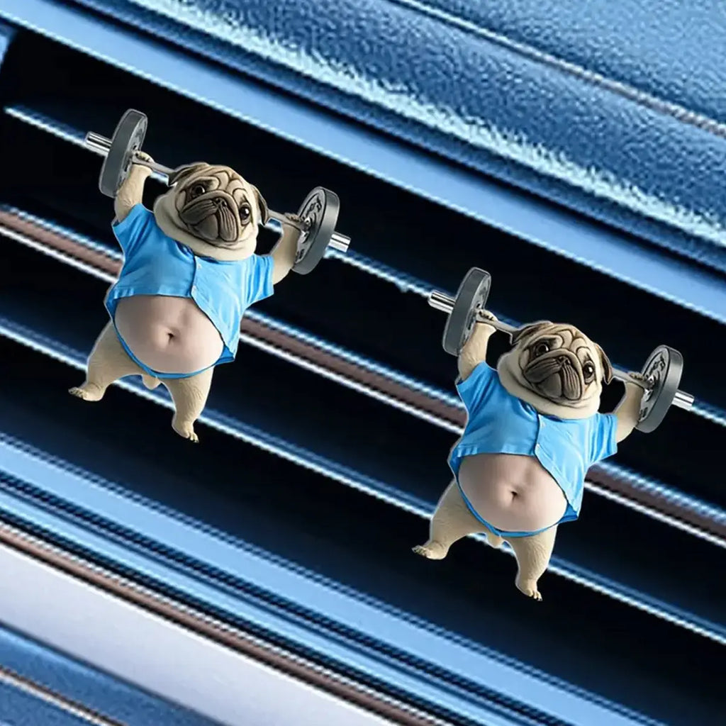 Funny Weightlifting Pug Car Vent Freshener