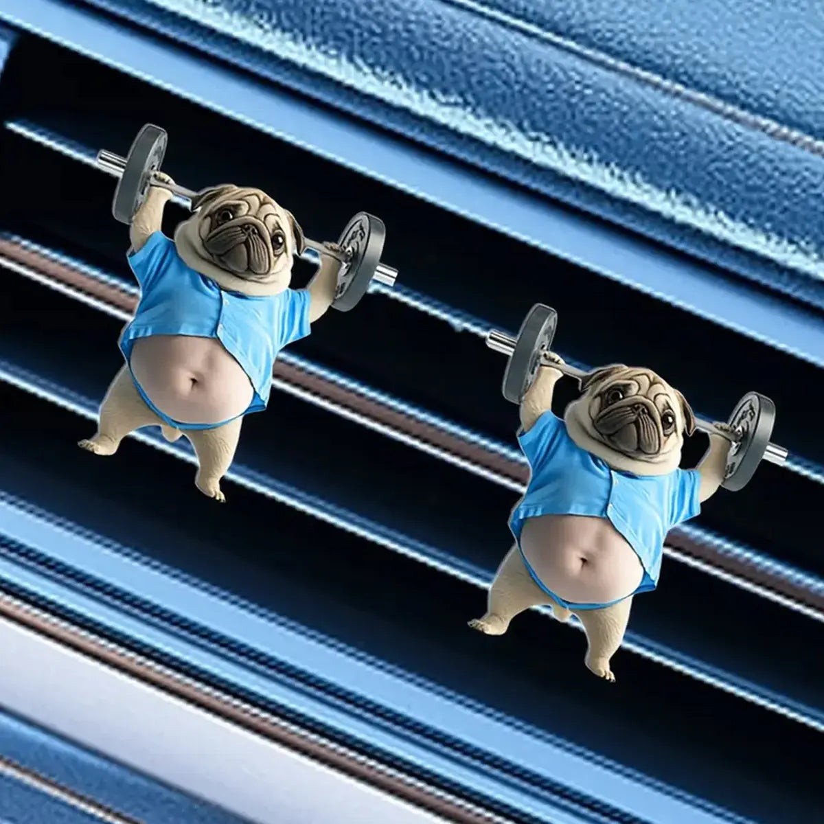 Funny Weightlifting Pug Car Vent Freshener
