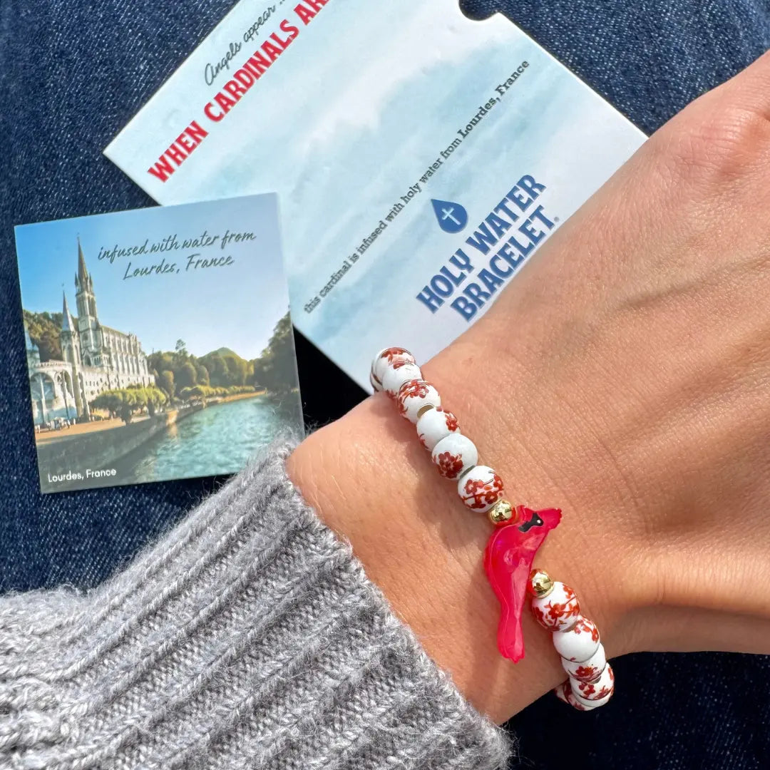 Red Cardinal Bird Beaded Bracelet – Porcelain Stretch Jewelry