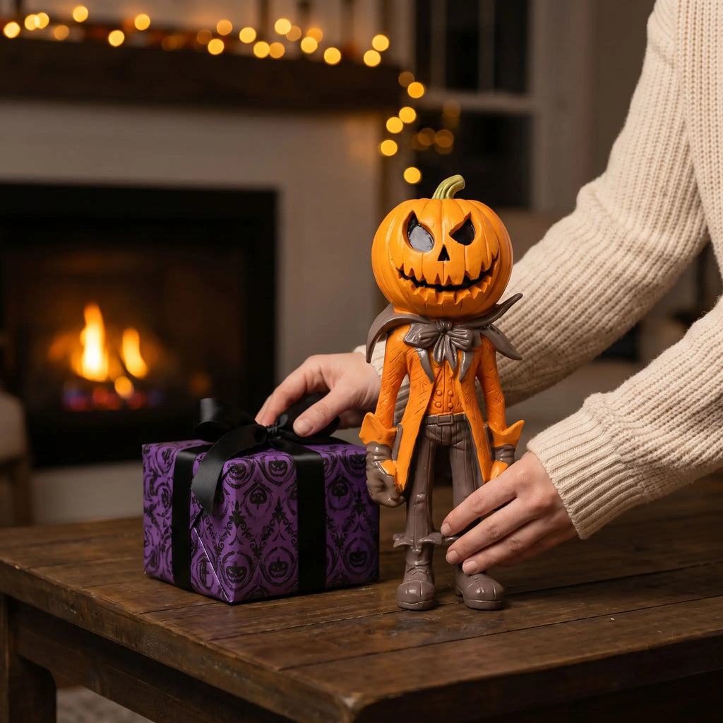 Halloween Pumpkin Man Figurine – Spooky Resin Decor