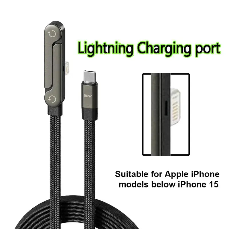 240W 2-in-1 USB-C Fast Charging Cable with Foldable Phone Stand